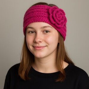 Women's Vibrant Pink Knitted Winter Headband One Size